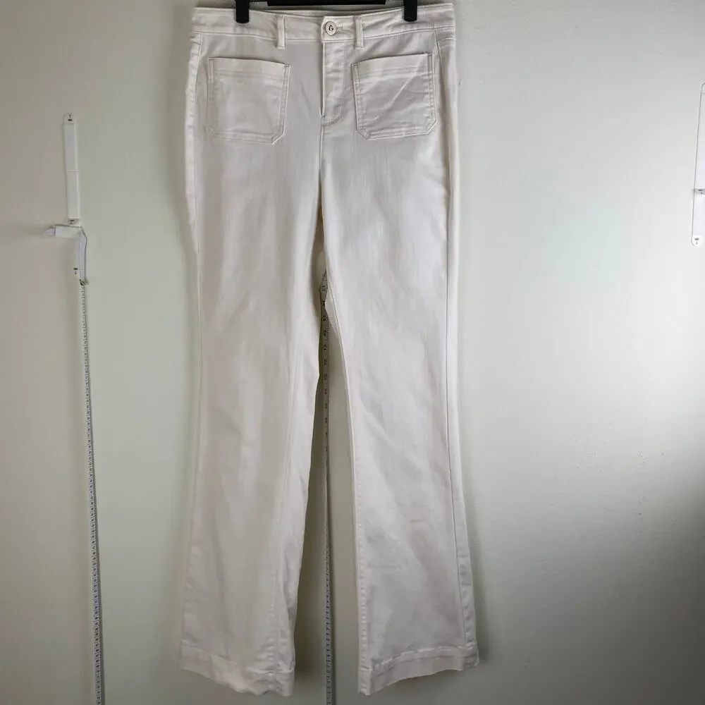 Spartina 449 Leighton Trouser Jeans Ivory 10 Long 32” Inseam - Picture 8 of 16